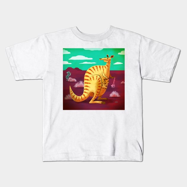 Prepared Kangaroo Kids T-Shirt by washburnillustration